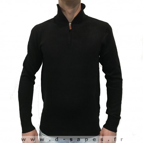 Pull pour homme avec col camionneur couleur noire petit prix 19.90 €