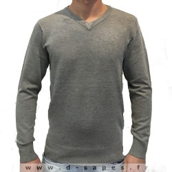 Pull pour homme avec col v couleur gris petit prix 19.90 €